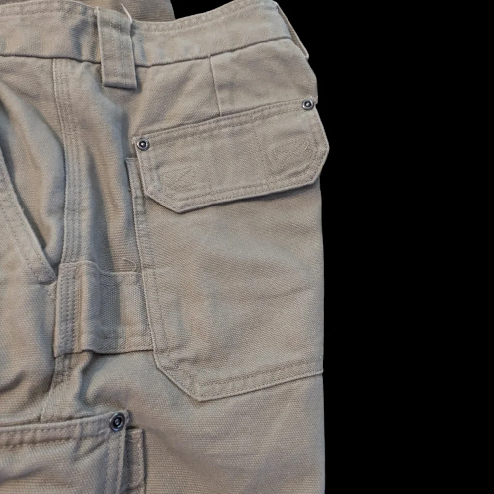 Duluth Dessert Khaki Tan Fire Hose Relaxed Fit Cotton Cargo Pants Men's 36x34